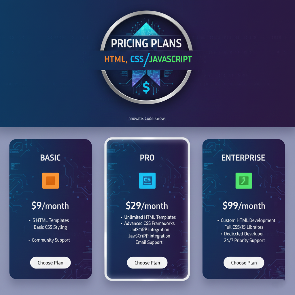Pricing Plans Section Using HTML, CSS and JavaScript with Source Code